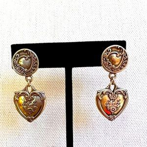 Vintage BRIGHTON Dangling Heart Post Earrings with Initials